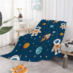 img 4 attached to 🚀 Anuruddha Space Astronaut Blankets: Cosy Microfiber Flannel Blankets for Beds and Sofas (Men, Women)