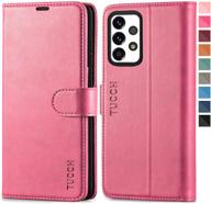 📱 tucch galaxy a52 4g & 5g wallet case, rfid blocking card slot magnetic pu leather stand protective folio flip cover [tpu shockproof interior case] compatible with galaxy a52 6.5-inch 2021 - hot pink logo