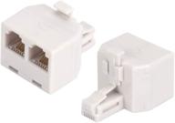 🔌 rj11 wall plate male plug to dual rj11 female socket adapter 2 pack - white, phone line splitter for enhanced connectivity logo