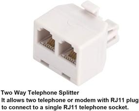 img 1 attached to 🔌 RJ11 Wall Plate Male Plug to Dual RJ11 Female Socket Adapter 2 Pack - White, Phone Line Splitter for Enhanced Connectivity