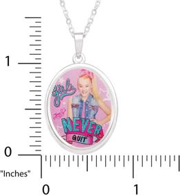 img 2 attached to 💫 Sparkle like JoJo Siwa: Silver Plated "Girls Never Quit" Oval Pendant Necklace - 18" Chain