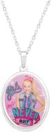 💫 sparkle like jojo siwa: silver plated "girls never quit" oval pendant necklace - 18" chain logo