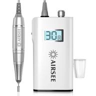 💅 airsee rechargeable 30000rpm electric nail drill: professional portable e-file machine for acrylic, natural & gel nail extensions, cuticles, polish – cordless, high-speed salon & home diy tool (white) logo