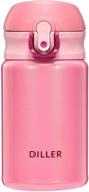 🍼 diller thermos water bottle - 10 oz mini insulated stainless steel bottle, leakproof vacuum flask - pink, ideal for pursues or kids lunch bags, 12 hours hot & 24 hours cold логотип