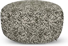 img 4 attached to Lunarable Music Ottoman Pouf, Abstract Art Style Vintage Background with Musical Elements, Inspired Illustration, Decorative Soft Foot Rest with Removable Cover for Living Room and Bedroom, Beige and Black