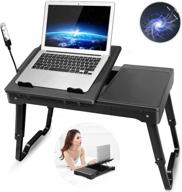 adjustable laptop bed table tray with cooling pad, led desk lamp, usb hub, and mouse pad - gpct multi-functional lap desk table for bed, eating, and laptops logo