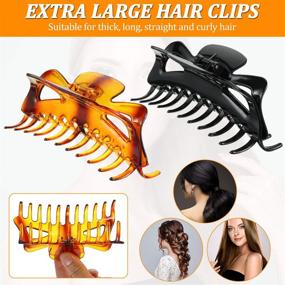 img 1 attached to 5.5 Inches Large Hair Clips, Set of 4, Jumbo Jaw Clips for Thick Hair, Strong Holding Hair Claw Clips with Crystal Plastic, in Black and Brown