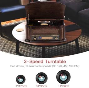img 3 attached to 🎵 Rcm Classic Wooden Record Player with Multi-Functionality - 3-Speed Vinyl Turntable, Wireless Connection, CD Player, FM Radio, Cassette Player, USB Play & Encoding, RCA Output | Remote Control Included (MC-268)