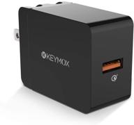 🔌 keymox быстрая зарядка 3.0 18w usb настенное зарядное устройство - быстрый адаптер для samsung galaxy/lg/htc - сертифицировано qualcomm (черный) логотип