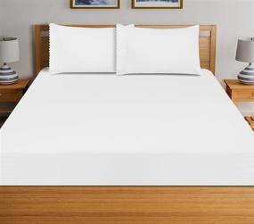 img 2 attached to 🛏️ Almach Cotton Satin Queen Bed Fitted Sheet - White - Oeko Tex Certified - Cool & Crisp - Fits 15" Deep Mattress - Wrinkle Free - Environment Friendly