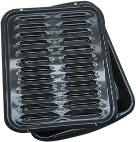 img 4 attached to Range Kleen BP102X Broiler Pans for Ovens - Black Porcelain Coated Steel Pan with Rack, 2 Pc Set, 16 x 12.75 x 1.75 Inches