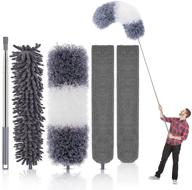 🧹 versatile microfiber duster set: telescopic feather cobweb duster kit with extension pole, replacement heads & bendable design - ideal for cleaning ceiling fan, gap, furniture & cars logo