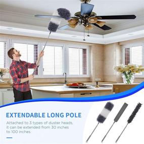 img 3 attached to 🧹 Versatile Microfiber Duster Set: Telescopic Feather Cobweb Duster Kit with Extension Pole, Replacement Heads & Bendable Design - Ideal for Cleaning Ceiling Fan, Gap, Furniture & Cars