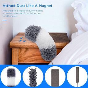 img 2 attached to 🧹 Versatile Microfiber Duster Set: Telescopic Feather Cobweb Duster Kit with Extension Pole, Replacement Heads & Bendable Design - Ideal for Cleaning Ceiling Fan, Gap, Furniture & Cars