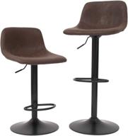 🪑 set of 2 canglong swivel barstool chairs with back, modern counter height adjustable for pub, kitchen, dining room - espresso логотип