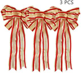 img 4 attached to 🎄 Festive and Large Christmas Tree Bow Wreaths - 3 Piece Set, 32 x 55 cm - Perfect Decoration Ornaments with Ribbon Bows by FORUSKY