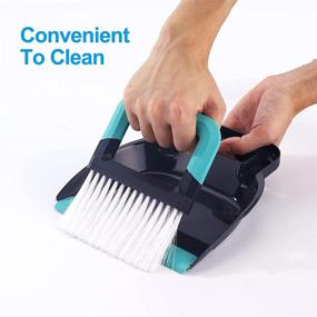 img 1 attached to 🧹 Blue Mini Dustpan and Brush Set - Handheld Cleaning Brush for Home, Kitchen, Floor, Desktop, Keyboard, Car - Multi-Functional Dust Broom Brush by Maiyuansu