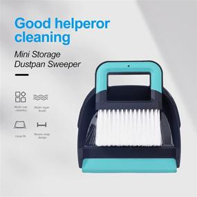 img 2 attached to 🧹 Blue Mini Dustpan and Brush Set - Handheld Cleaning Brush for Home, Kitchen, Floor, Desktop, Keyboard, Car - Multi-Functional Dust Broom Brush by Maiyuansu