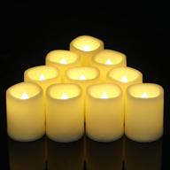 🕯️ dromance flameless votive candles - 6 hour timer, battery operated ivory led flickering mini pillar tealight candles bulk set of 10 - 1.5&#34;d x 2&#34;h warm light - indoor wedding christmas holiday decor логотип