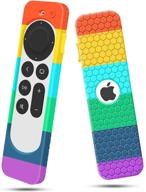 🌈 rainbow color silicone case for apple tv siri remote 2nd generation - anti slip shockproof protective cover for apple tv 4k 2021 remote control protector skin sleeve holder logo