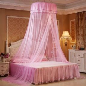 img 4 attached to 🦋 Haoun Princess Bed Canopy with Butterflies: Pink Bed Curtains from Ceiling - Perfect for Girls Bed