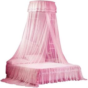 img 3 attached to 🦋 Haoun Princess Bed Canopy with Butterflies: Pink Bed Curtains from Ceiling - Perfect for Girls Bed