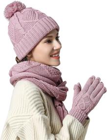 img 4 attached to Hat Glove Scarf Set Women Women's Accessories for Scarves & Wraps