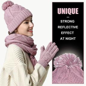 img 2 attached to Hat Glove Scarf Set Women Women's Accessories for Scarves & Wraps