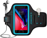 🏃 jemache iphone 7/8 plus armband - workout arm band case with touch id access, gym running exercise pouch phone holder (blue) for iphone 6/6s/8/7 plus logo