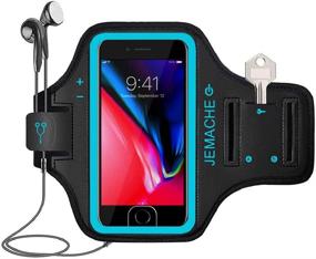 img 4 attached to 🏃 JEMACHE iPhone 7/8 Plus Armband - Workout Arm Band Case with Touch ID Access, Gym Running Exercise Pouch Phone Holder (Blue) for iPhone 6/6S/8/7 Plus