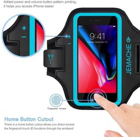 img 3 attached to 🏃 JEMACHE iPhone 7/8 Plus Armband - Workout Arm Band Case with Touch ID Access, Gym Running Exercise Pouch Phone Holder (Blue) for iPhone 6/6S/8/7 Plus