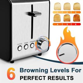 img 1 attached to 🍞 Top Rated Extra-Wide Slot 2 Slice Toaster, 6 Shade Settings, Stainless Steel, Removable Crumb Tray