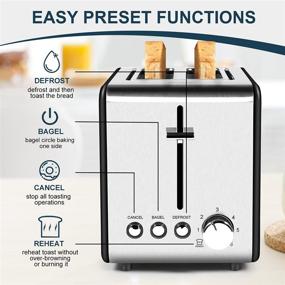 img 2 attached to 🍞 Top Rated Extra-Wide Slot 2 Slice Toaster, 6 Shade Settings, Stainless Steel, Removable Crumb Tray