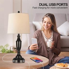 img 1 attached to 🛏️ Convenience at Your Fingertips: Set of 2 Touch Control Bedside Lamps with USB Chargers & Dimmable Warm Light - Perfect for Bedroom, Living Room, and Office Décor