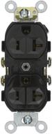 leviton cr20-e 20-amp commercial grade narrow body duplex receptacle - black: self grounding & straight blade logo