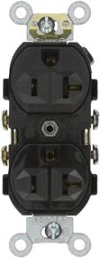 img 1 attached to Leviton CR20-E 20-Amp Commercial Grade Narrow Body Duplex Receptacle - Black: Self Grounding & Straight Blade