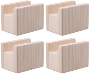 img 4 attached to 🏢 Yibuy 4Pcs Wooden Cube Furniture Storage Riser Lifters: Convenient & Space-saving Groove Design
