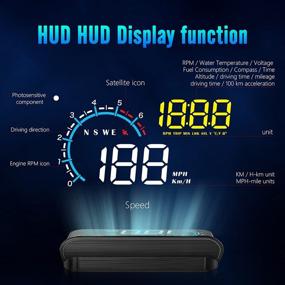 img 3 attached to 🚗 ACECAR Upgrade Dual Mode Head-up Display - OBD2/GPS Windshield Projector for Speed, Overspeed Warning, Mileage Measurement, Water Temperature, Direction - Perfect for All Vehicles (M12)