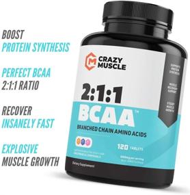 img 3 attached to 💊 The Ultimate 2:1:1 BCAA Pills: 1000mg of BCAAs per Pill by Crazy Muscle - 120 Tablets