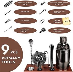 img 2 attached to 🍸 Premium 24 oz Black Cocktail Shaker Set with Stand - Complete Bartender Kit for Tequila Whiskey - Martini Shaker, Muddler, Jigger, Spoon, Strainer Included