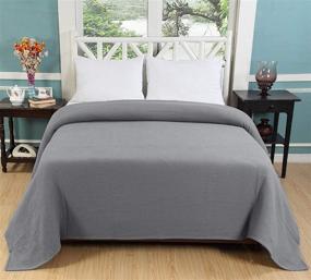 img 2 attached to 🛌 AAVNI HOMES 100% Pure Cotton Blanket: Grey Waffle Weave Twin Size - Premium Lightweight Breathable All Season Thermal Blanket for Bed Couch - Year Round Comfort