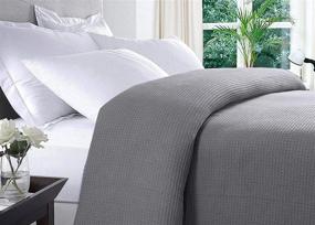 img 3 attached to 🛌 AAVNI HOMES 100% Pure Cotton Blanket: Grey Waffle Weave Twin Size - Premium Lightweight Breathable All Season Thermal Blanket for Bed Couch - Year Round Comfort