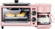 3 in 1 breakfast station: toaster oven, coffee maker, and stainless steel griddle for coffee, sandwiches, cake логотип