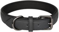 🐶 ofhome classic genuine leather black dog collar - soft padded adjustable thick collar for large, medium, small dogs with heavy duty d-ring - 1.2"x25.5" neck size logo