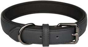 img 4 attached to 🐶 OFHome Classic Genuine Leather Black Dog Collar - Soft Padded Adjustable Thick Collar for Large, Medium, Small Dogs with Heavy Duty D-Ring - 1.2"x25.5" Neck Size