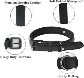 img 2 attached to 🐶 OFHome Classic Genuine Leather Black Dog Collar - Soft Padded Adjustable Thick Collar for Large, Medium, Small Dogs with Heavy Duty D-Ring - 1.2"x25.5" Neck Size