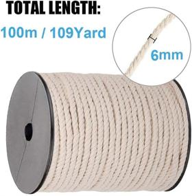 img 3 attached to 🧵 YiDiar Macrame Cord 6mm x 109 Yards - Natural Cotton Rope for Craft Making, Plant Hanger, Wedding Decoration