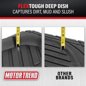 img 3 attached to 🚗 Motor Trend FlexTough Black Rubber Car Floor Mats - 3 Row Vehicles, Front & Rear 2nd Row Deep Dish, All Weather Heavy Duty Trim to Fit, Odorless Liners - Cars, Trucks, Vans, SUVs