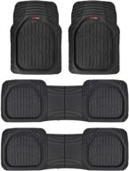 🚗 motor trend flextough black rubber car floor mats - 3 row vehicles, front & rear 2nd row deep dish, all weather heavy duty trim to fit, odorless liners - cars, trucks, vans, suvs logo