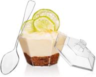 🍲 clear plastic hexagonal mini bowl set - includes lids & spoons - 40 count, 3.3 ounce - six sided flower cup for mini desserts, snacks, and serving - disposable or reusable logo